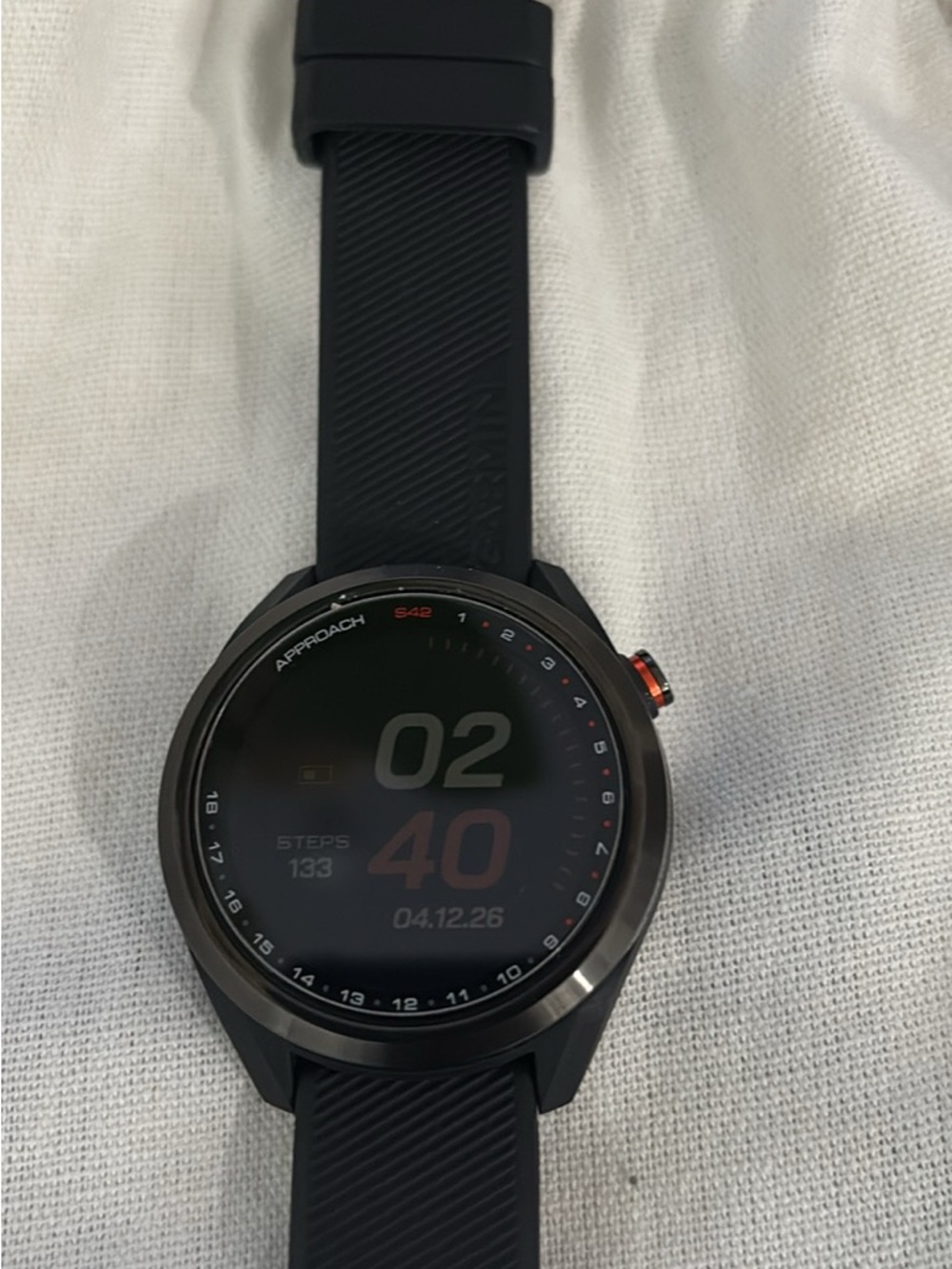Garmin Black and Orange Accent GPS Sports Smartwatch.